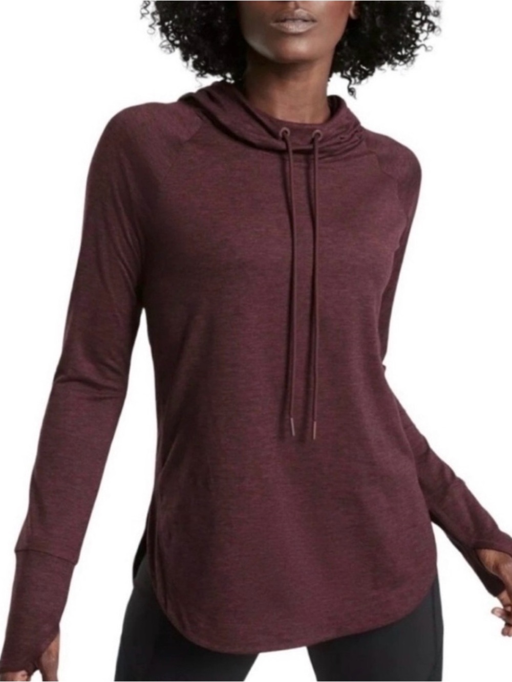 Athleta Uptempo Elevate Hoodie Heathered Maroon and Black Size S